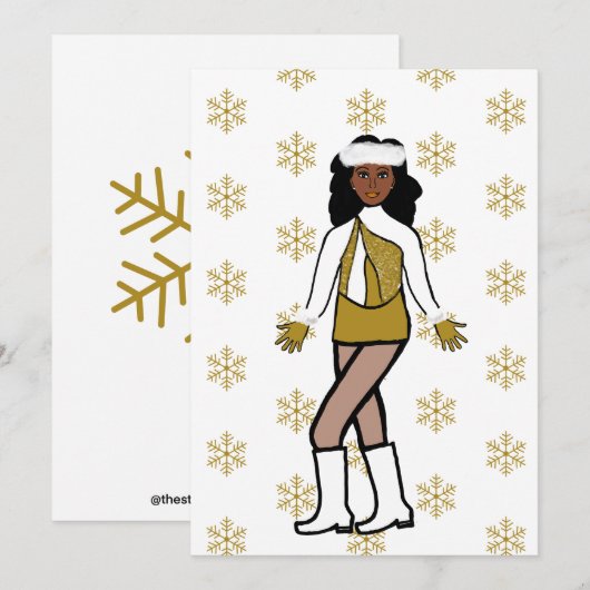 Gouden Sneeuwdanseres Feestdagenkaart (Voorkant / Achterkant)