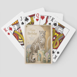 Gouden Sneeuwluipaard Verjaardag Elegantie Pokerkaarten