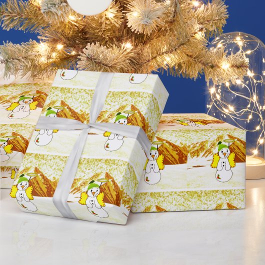 Gouden Sneeuwman Engel Inpakpapier (Feestdagen)