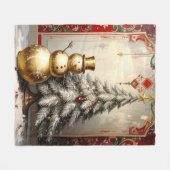 Gouden Sneeuwman Kerstboom Fleece Deken (Voorkant (Horizontaal))