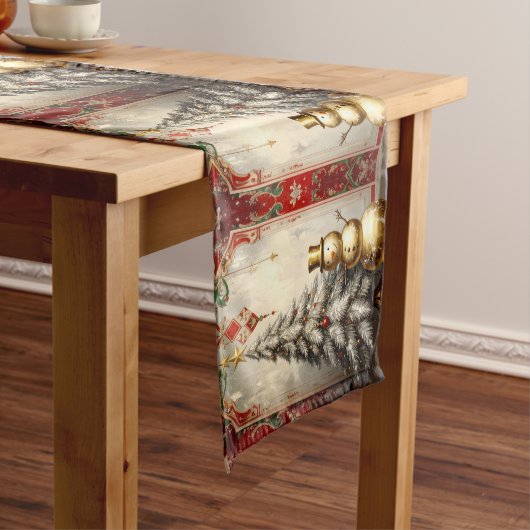 Gouden Sneeuwman Kerstboom Tafel Runner Medium Tafelloper (Voorbeeld)