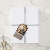 Gouden Sneeuwman Kerstboom Vakantie Cadeaubijsluit Cadeaulabel (Met Touw)