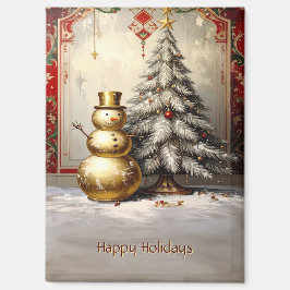 Gouden Sneeuwman Kerstboom Vakantiemagneet Magneet