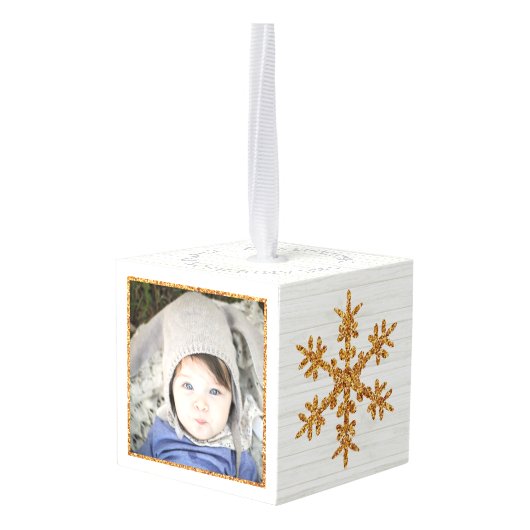 Gouden sneeuwvlok 2 foto Kerstvakantie Decoratie (Achter hoekig)