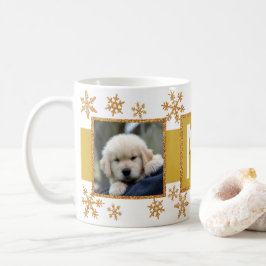 Gouden Sneeuwvlok 2 Foto Monogram Kerstmis Koffiemok