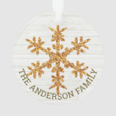 Gouden sneeuwvlok 2 zijdige kerstfoto ornament (achterkant)