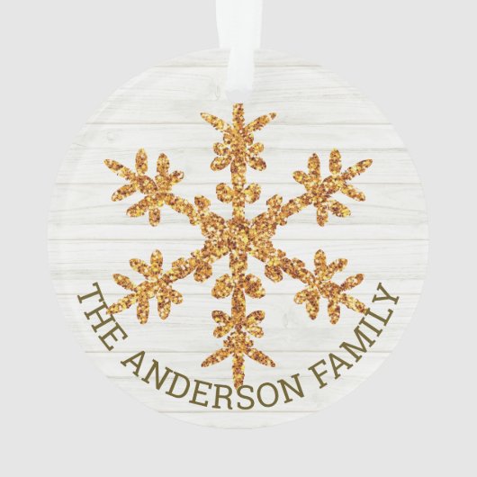 Gouden sneeuwvlok 2 zijdige kerstfoto ornament (achterkant)