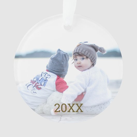 Gouden sneeuwvlok 2 zijdige kerstfoto ornament (voorkant)