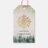 Gouden sneeuwvlok, bedrijf Gouden Kerstmis Cadeaulabel (Voorkant)