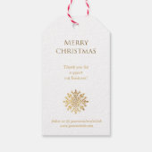 Gouden sneeuwvlok, bedrijf Gouden Kerstmis Cadeaulabel (Achterkant)