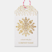 Gouden sneeuwvlok, bedrijf Gouden Kerstmis Cadeaulabel (Voorkant)