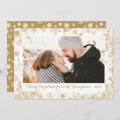 Gouden Sneeuwvlok Border Foto Kerst Kaarten (Voorkant / Achterkant)