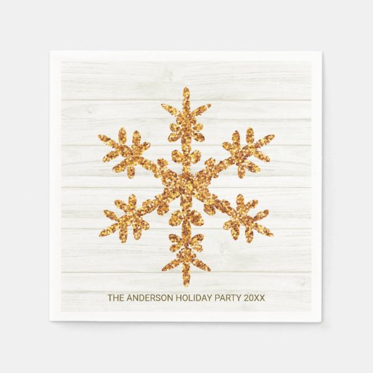 Gouden sneeuwvlok Elegant chique feestje Servet (Voorkant)