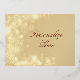 Gouden sneeuwvlok elegante subtiele winter folie feestdagen briefkaart