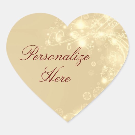 Gouden sneeuwvlok elegante winterpartij hart sticker (Voorkant)