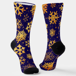 Gouden Sneeuwvlok Elegantie – Kerst Crew Soks Sokken