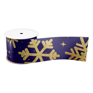 Gouden Sneeuwvlok Elegantie – Kerstlint Satijnen Lint