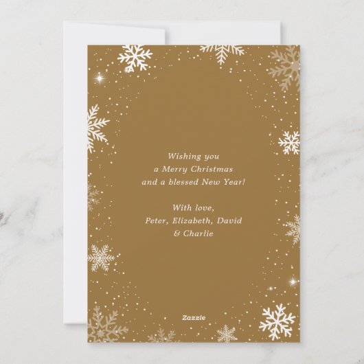 Gouden Sneeuwvlok Foto Vrolijke Kerst Kaart (Achterkant)