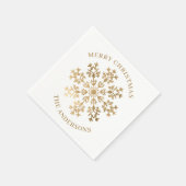 Gouden Sneeuwvlok Gepersonaliseerde Kerstmis Servet (Hoek)