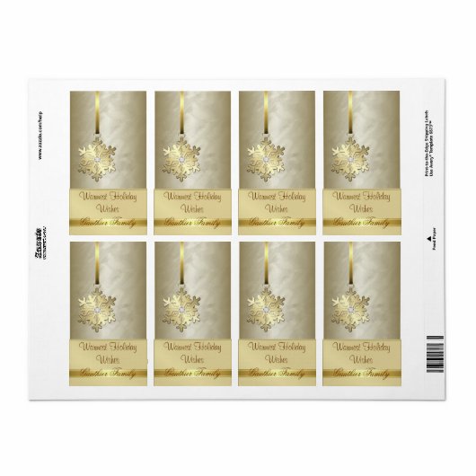 Gouden Sneeuwvlok Gouden Folie Diamant Wijn Label (Full Sheet)