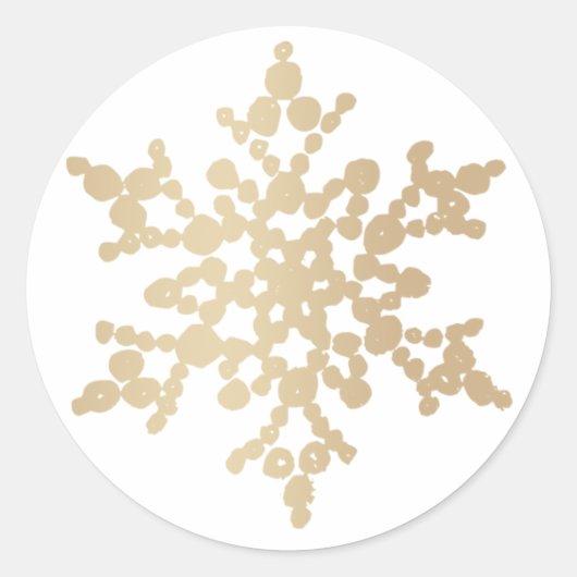 Gouden Sneeuwvlok Kerst Kaart Envelope Seal Ronde Sticker (Voorkant)