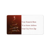 Gouden Sneeuwvlok Kerstboom Adres Label (Voorkant)
