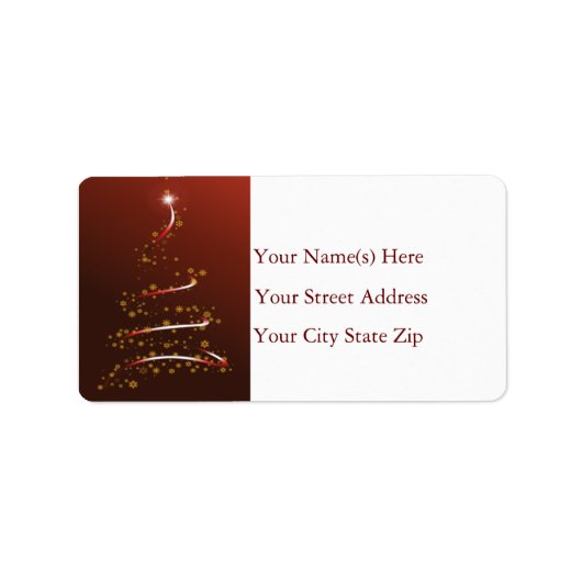 Gouden Sneeuwvlok Kerstboom Adres Label (Voorkant)