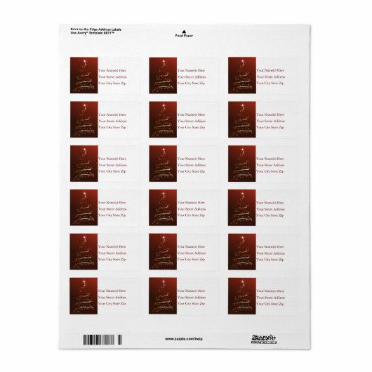 Gouden Sneeuwvlok Kerstboom Adres Label (Full Sheet)