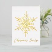 Gouden sneeuwvlok Kerstfeest uitnodiging echt (Staand Voorkant)