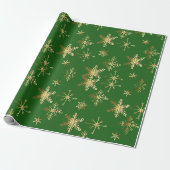 Gouden Sneeuwvlok Kerstmis Cadeaupapier (Uitgerold)
