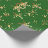 Gouden Sneeuwvlok Kerstmis Cadeaupapier (Hoek)