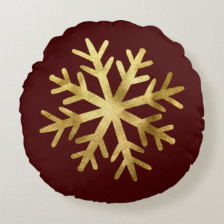 Gouden Sneeuwvlok Kerstmis Rond Kussen