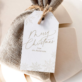 Gouden Sneeuwvlok Kerstvakantie Cadeaulabel