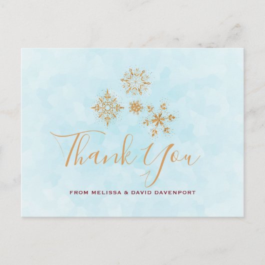 Gouden sneeuwvlok kristallen Kerstmis Dank u Briefkaart (Voorkant)