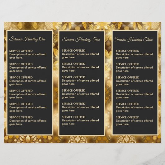 Gouden sneeuwvlok Menu & Prijzen (Achterkant)