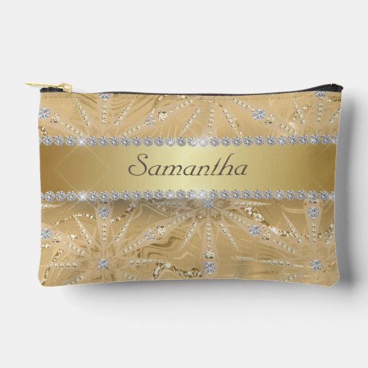 Gouden sneeuwvlok met Sparkle Diamond Custom Name Etui (Voorkant)
