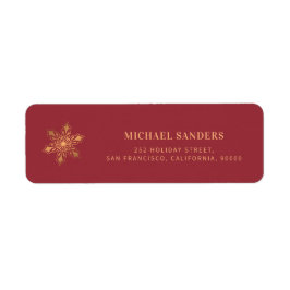 Gouden sneeuwvlok modern Kerstmis retour adres Etiket