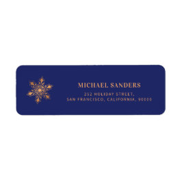 Gouden sneeuwvlok modern Kerstmis retour adres Etiket