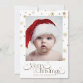 Gouden sneeuwvlok op witte achtergrond Kerstmis Fo Feestdagenkaart (Voorkant)