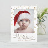 Gouden sneeuwvlok op witte achtergrond Kerstmis Fo Feestdagenkaart (Staand voorkant)