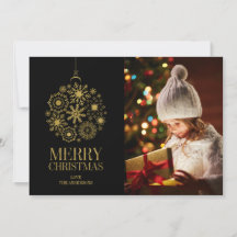 Gouden Sneeuwvlok Ornament Vakantie Foto Kaart