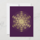 Gouden sneeuwvlok paarse winterbruiloft Save the D Save The Date (Achterkant)