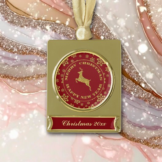 Gouden Sneeuwvlok Rendier Keepsake Kerstmis Verguld Banner Ornament