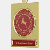 Gouden Sneeuwvlok Rendier Keepsake Kerstmis Verguld Banner Ornament (Links)