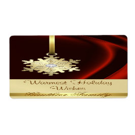 Gouden Sneeuwvlok Rode zijde Diamant Wijn Label