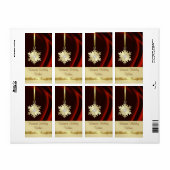 Gouden Sneeuwvlok Rode zijde Diamant Wijn Label (Full Sheet)