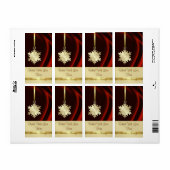 Gouden sneeuwvlok rood zijde vakantie bakken label (Full Sheet)