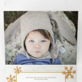 Gouden sneeuwvlok rustieke kerst 5 Foto Drieluik Wenskaart (Binnenzijde eerst)