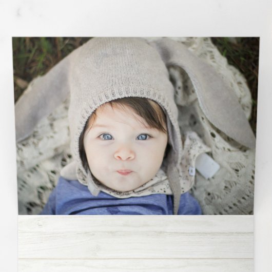 Gouden sneeuwvlok rustieke kerst 5 Foto Drieluik Wenskaart (Binnenzijde eerst)