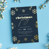Gouden Sneeuwvlok Script Zakelijke Kerst Folie Uitnodiging